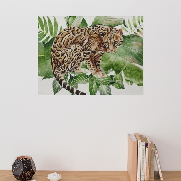 Watercolor Wall Art Wild Cat Ocelot Portrait Print Poster Unframed - Picture 4 of 17